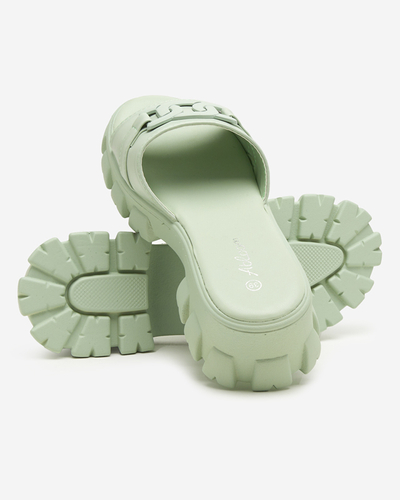 Mintfarbene Damenhausschuhe mit dickerer Sohle. Inza - Footwear