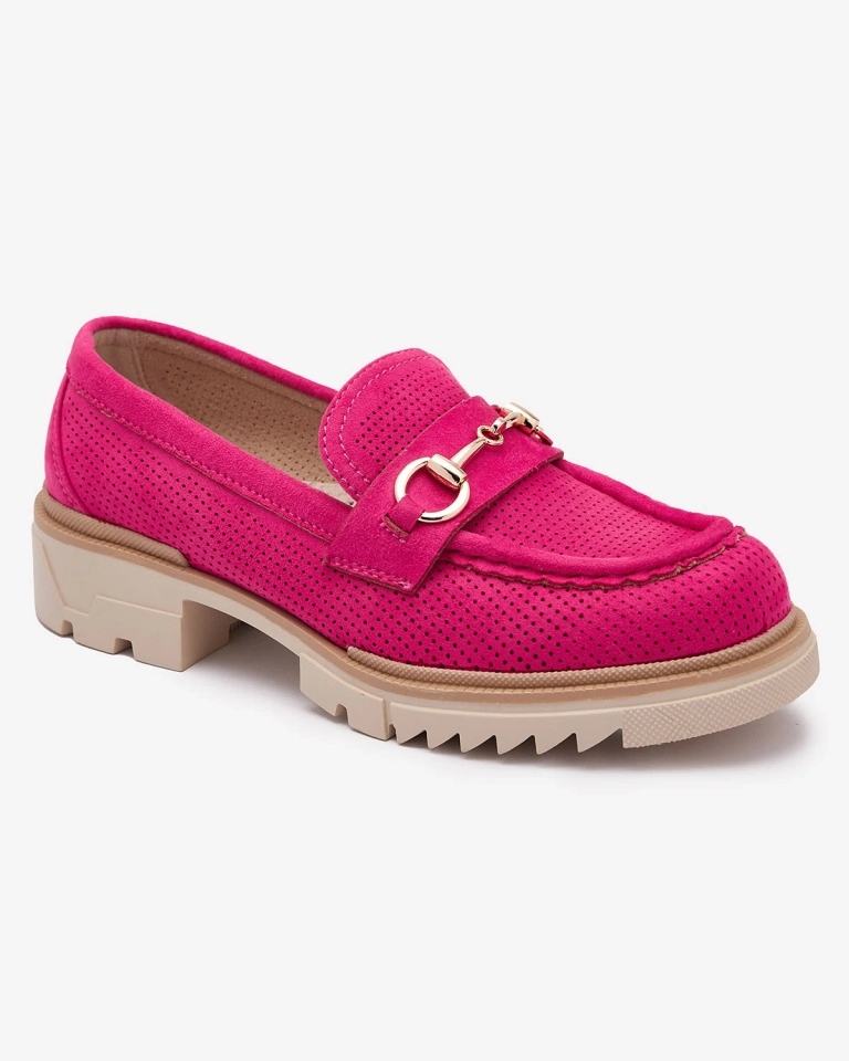 Fuchsia durchbrochene Damenmokassins mit Kette Imerila - Footwear