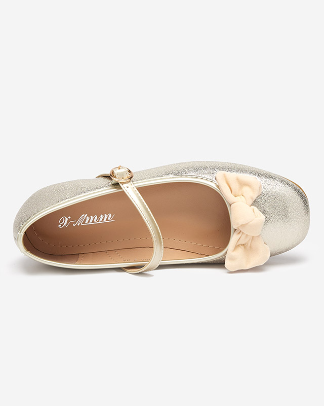 Goldene Ballerinas für Mädchen mit Gürtel von Mosup-Schuhen