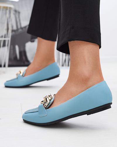 Blaue Damen-Slipper aus Kunstleder mit Kette Flamii - Footwear