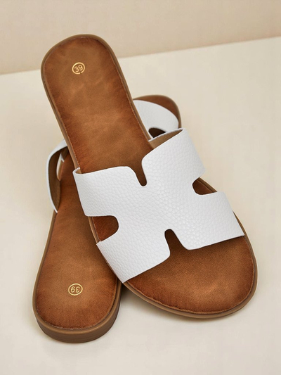 Royalfashion Damen-Pantoletten mit flacher Sohle, lässiger Stil