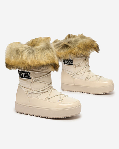 Royalfashion Beige Schlupfstiefel a'la Schneestiefel für Damen Gomllo