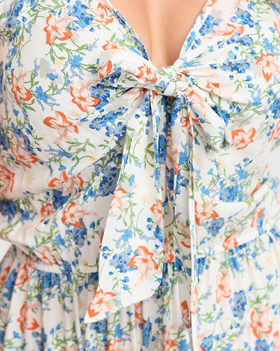 Weißes Maxikleid mit Blumenmuster und Trägern - Kleidung