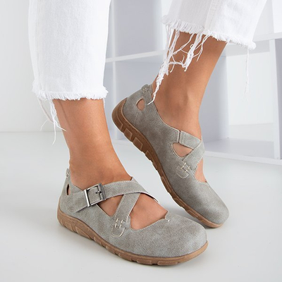 Hellgraue Damenschuhe mit Klettverschluss Grazena - Footwear