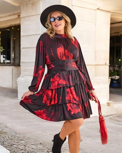 Royalfashion Damen knielanges Kleid mit Druck