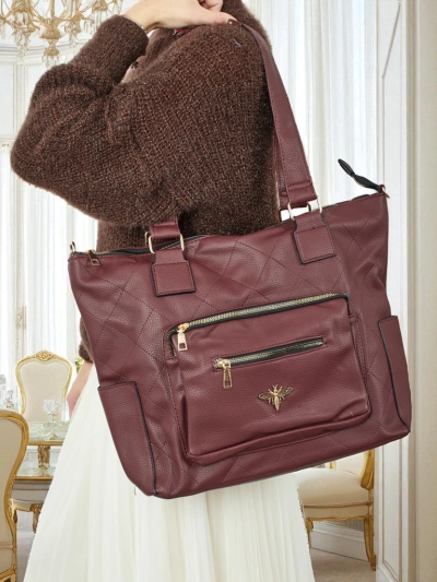 Damen Shopper Handtasche Öko Leder gesteppt Marvaya