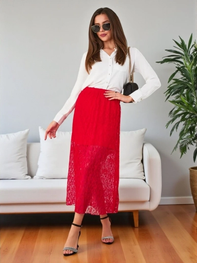 Жіноча міді-спідниця Royalfashion з мереживом