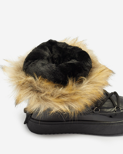 Lackierte Damen-Schneestiefel in schwarzer Farbe Fursav- Footwear
