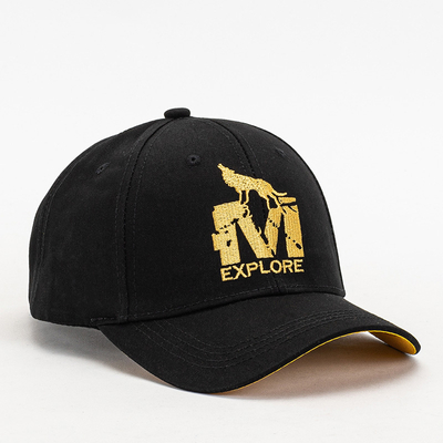 Schwarze Unisex-Baseballkappe mit gelbem Aufnäher - Accessories