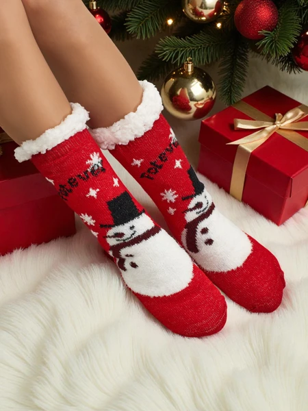 Aurora Damen Socken Rot Strick Weihnachten
