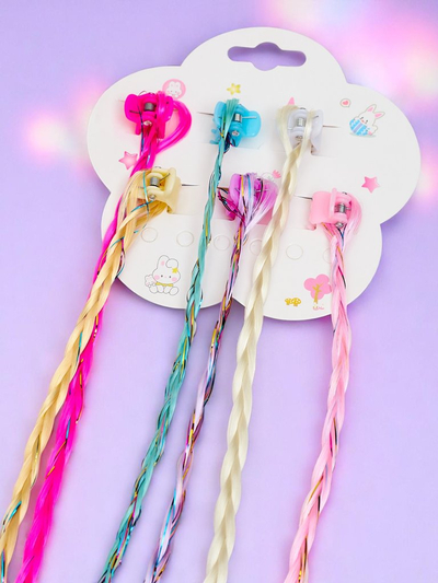 Royalfashion Bunte Clip-in-Zöpfe mit Haarklammern