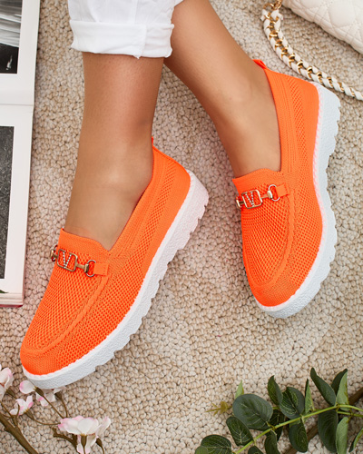 Royalfashion Damen Stoff Mokassins mit Goldverzierung Erticae