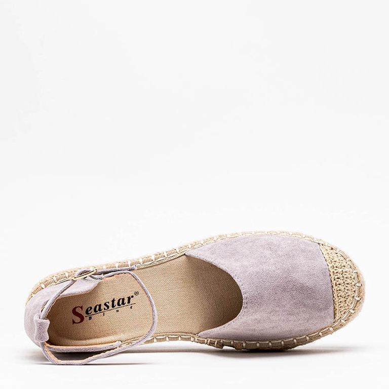 Hellgraue Damen-Espadrilles auf der Maritel-Plattform - Schuhe
