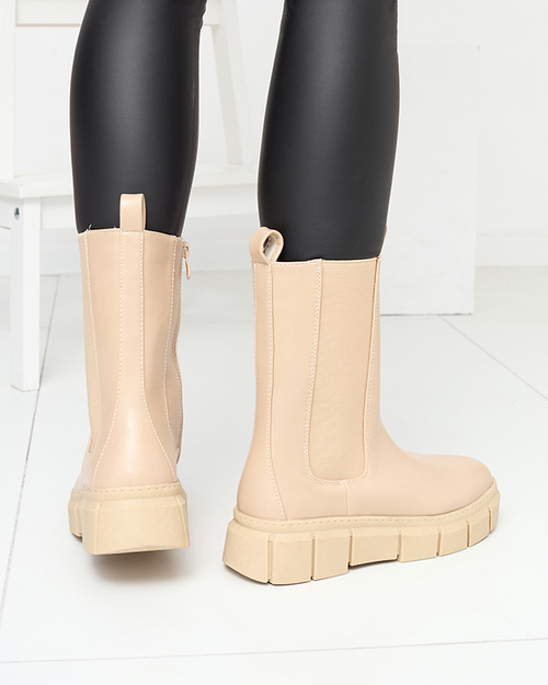 Бежеві жіночі чоботи на платформі Couell - Взуття