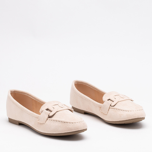 Жіночі еко-замшеві лофери світло-бежевого кольору Reiaka