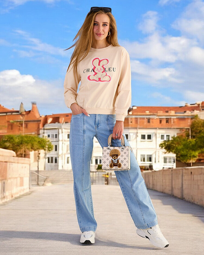 Royalfashion Damen Sweatshirt aus Baumwolle mit dünnem Druck