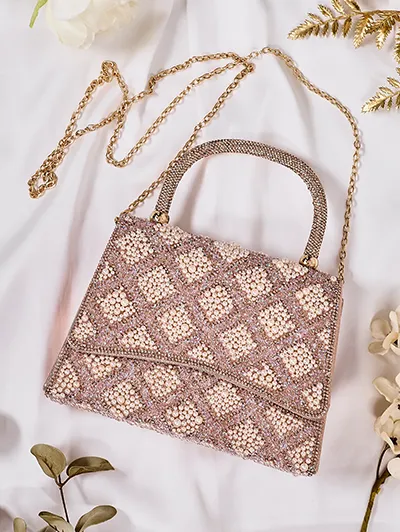 Royalfashion Kleine Handtasche für Frauen mit Zirkonia und Perlen