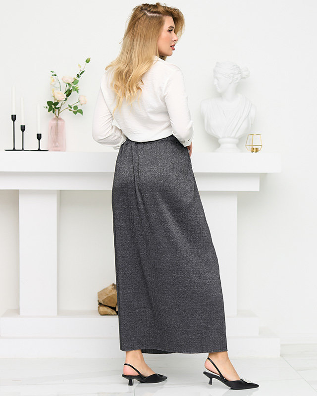 Falten-Midirock für Damen mit graphitfarbenen Knöpfen - Footwear