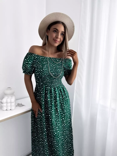 Grünes Damen Maxikleid aus Erbsen- Kleidung