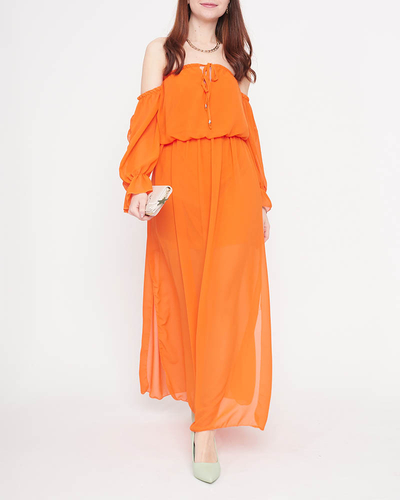 Orangefarbenes spanisches Maxikleid für Damen - Kleidung