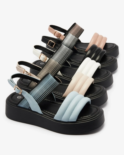 Бежево-чорні жіночі босоніжки на товстій підошві Uvino- Footwear