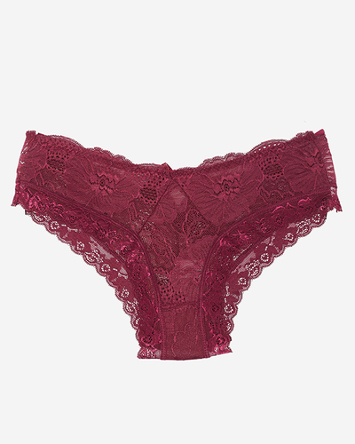 Kastanienbrauner Spitzenslip für Damen mit effektvoller Rückseite - Unterwäsche