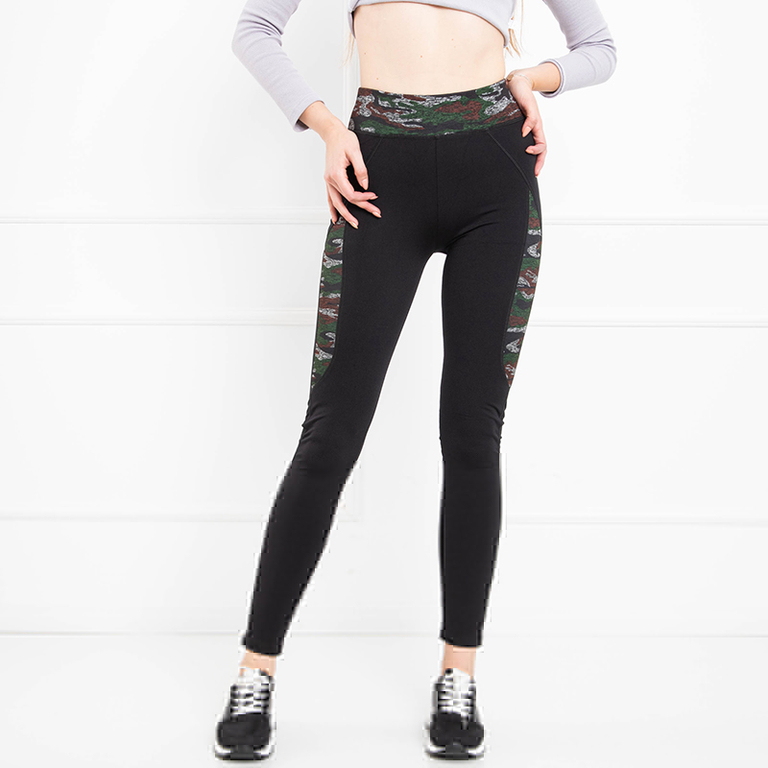 Damen Black Sports Camo Insulated Leggings - Kleidung