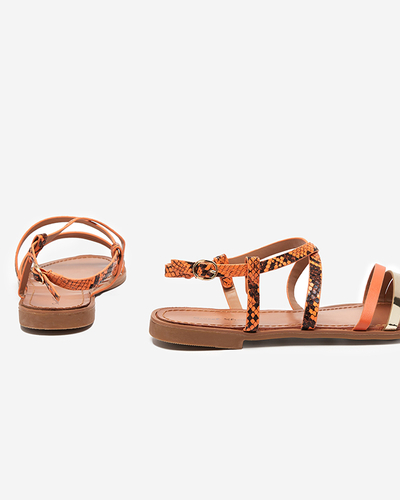 Orangefarbene Damensandalen a'la Schlangenhaut Elione - Footwear