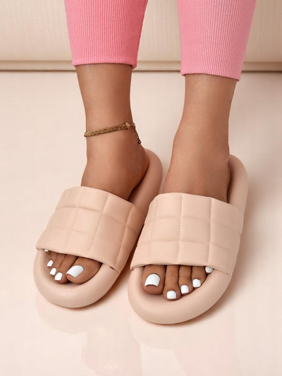 Royalfashion Damen Pantoletten mit flacher Sohle Quilt Walk