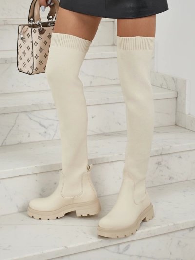 Lange Damen Schlupf-Overknee-Stiefel Orlina