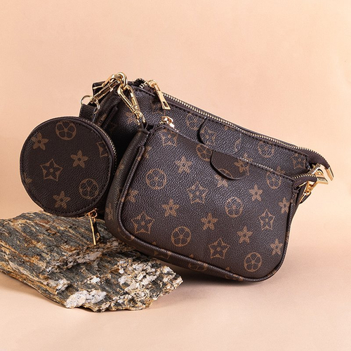 Жіноча сумочка з принтом в коричневому кольорі