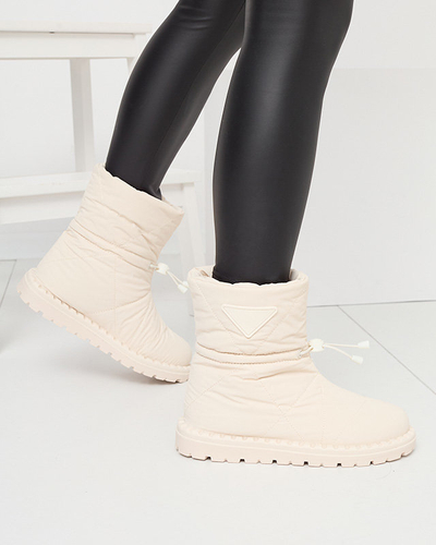 Cremefarbene, gesteppte Damen-Schneestiefel mit flacher Sohle Ferri - Footwear