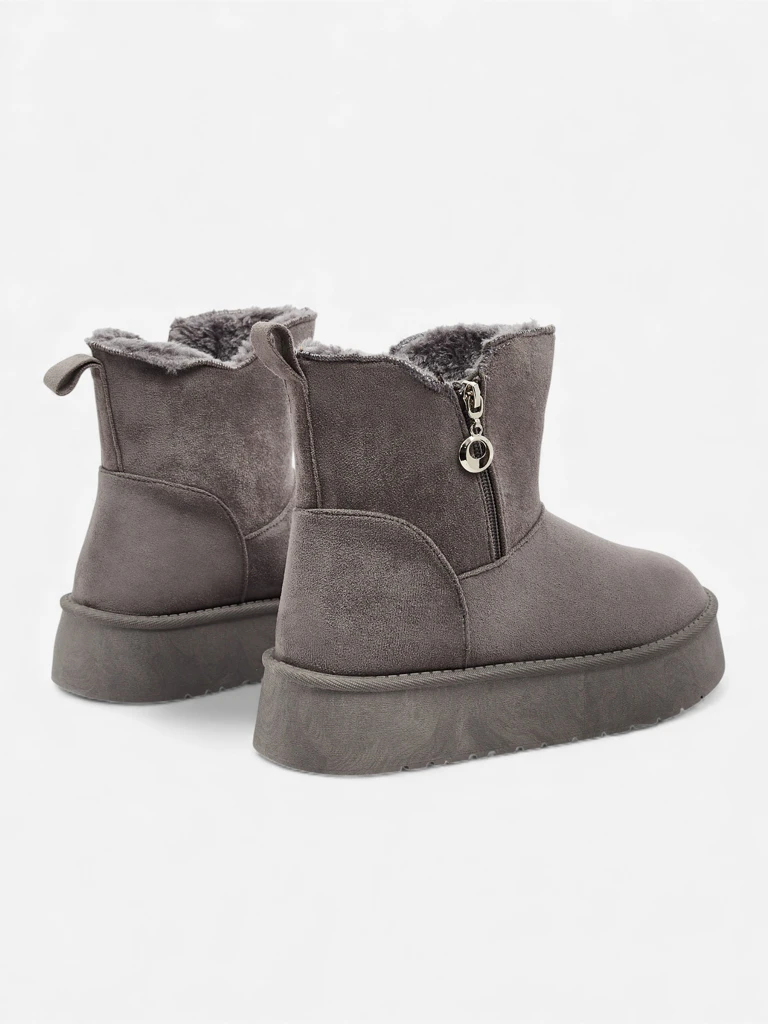 Damenstiefeletten Luna Grau Öko-Leder Elegant für den Winter