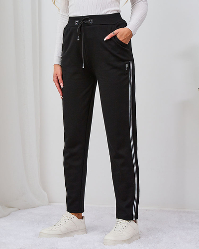 Royalfashion Schwarze Damen-Sweatpants mit Paspelierung