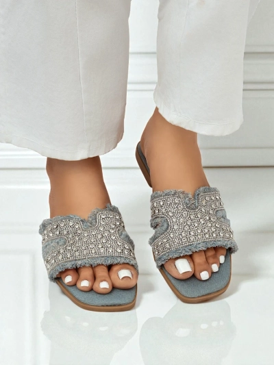 Royalfashion Damenpantoletten mit Strasssteinen CrystalEase