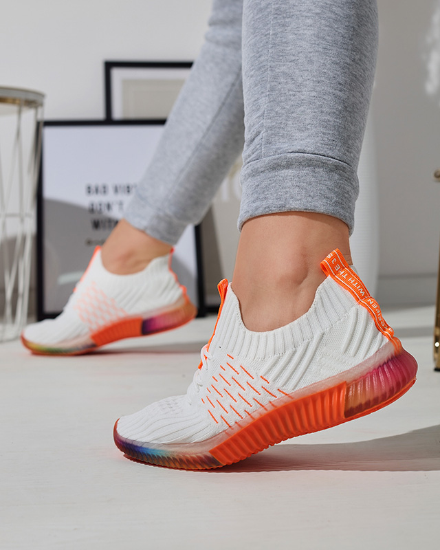 Weiße Damen-Sportschuhe mit orangefarbener Sohle Fimmi - Footwear