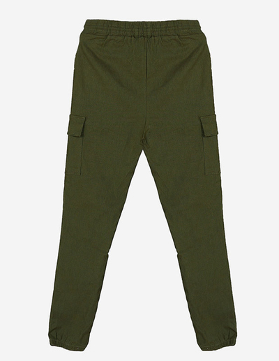 Dunkelgrüne Damen-Cargohose mit Kette - Bekleidung