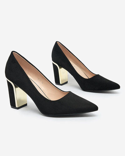 Royalfashion Schwarze Damen Pumps aus Öko-Wildleder Afrogosa