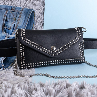 Schwarze kleine Nierentasche mit Strasssteinen - Handtaschen