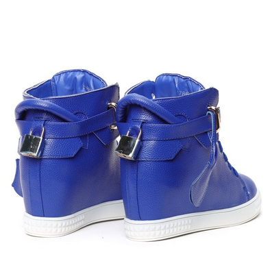 Niebieskie sneakersy na koturnie - Obuwie