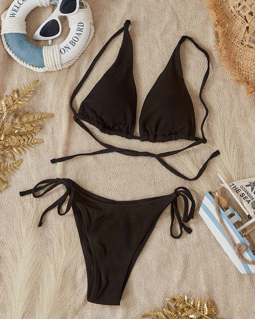 Жіночий двокомпонентний купальник з чорним ребром - Нижня білизна