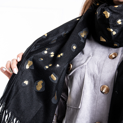 Schwarzer warmer Schal mit goldenen Einsätzen - Accessoires