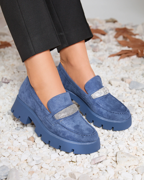 Жіночі мокасини з екозамші Royalfashion синього кольору Qometa
