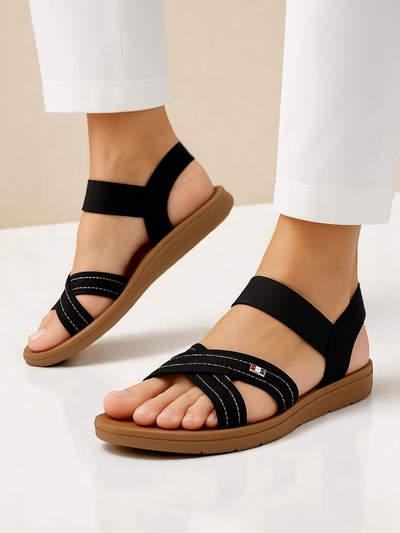 Royalfashion Damensandalen mit elastischem Zerefis