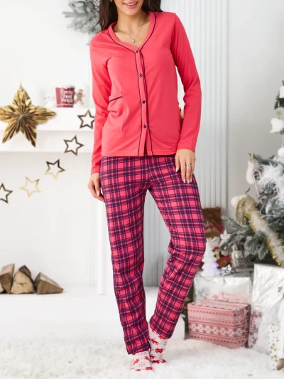 Royalfashion Baumwoll-Damen-2-teiliger karierte Schlafanzug