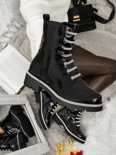 Lackierte Damen Schnürstiefeletten Fjorra