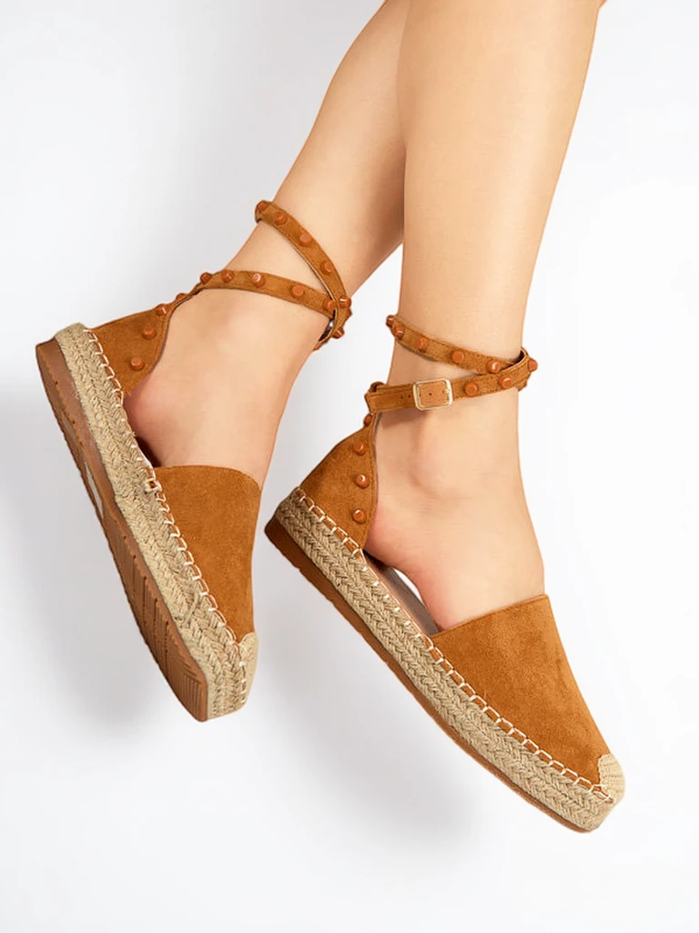 Hellbraune Damen-Espadrilles mit Lonesi-Jets - Schuhe