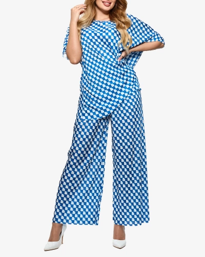 Blaues gemustertes Set für Damen - Kleidung