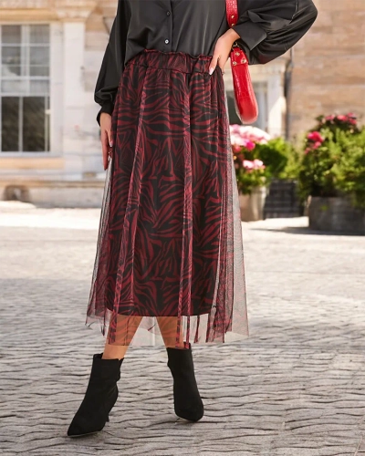 Royalfashion Gemusterten Damen-Midi-Rock mit Tüll.