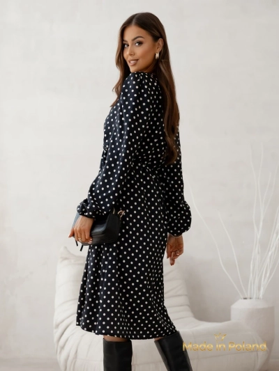Damen Midikleid Midnight Bloom mit Pünktchenmuster